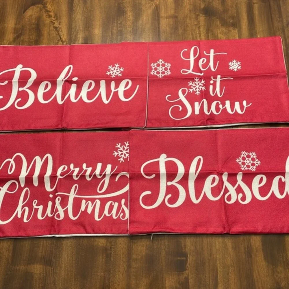 Christmas Holiday Decorative Throw‎ Pillow Covers - Covers Only - 4 Covers - New